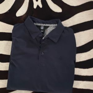 Navy Volcom boys short sleeve polo shirt
